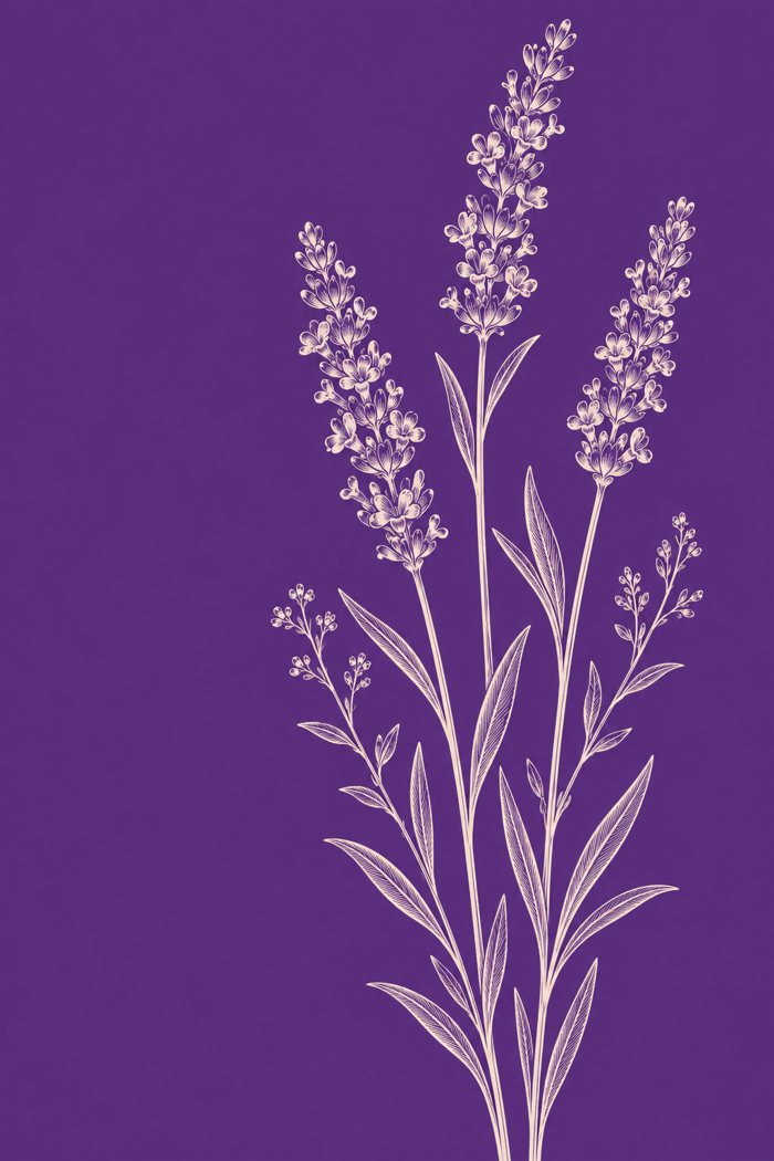 Lavendel als Linienzeichnung
